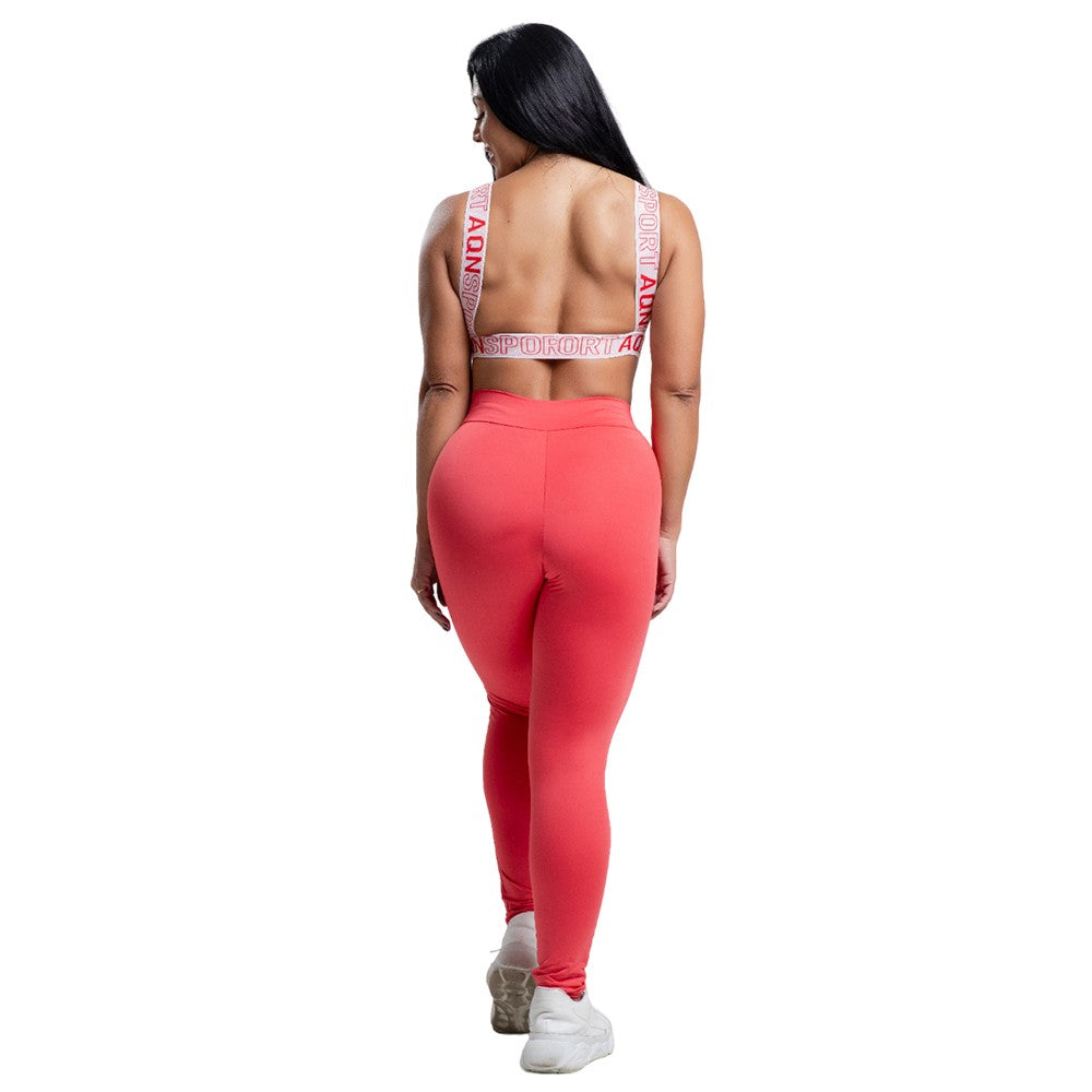 Versatily-Conjunto de tirantes elásticos en rojo, TOP y leggings, afil SPORT