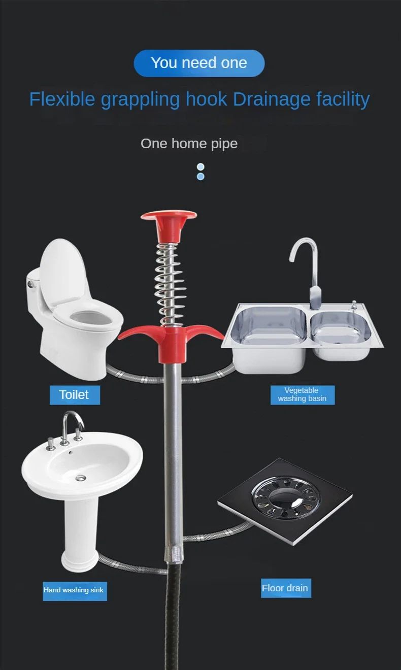 Tubo de limpieza para fregadero de cocina, émbolo y fregaderos, desatascador de